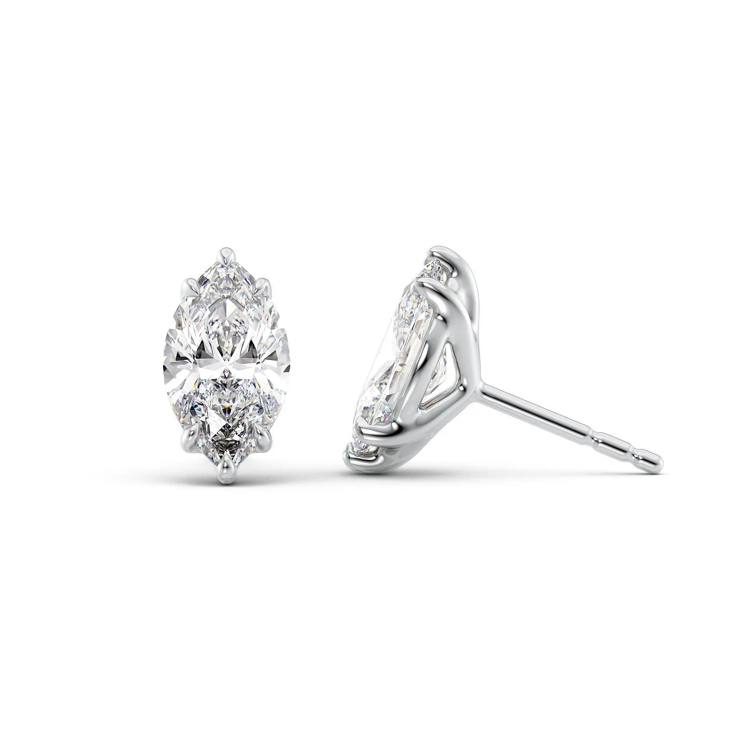 1 CTW Stud Earrings Set With Marquise Lab Diamonds