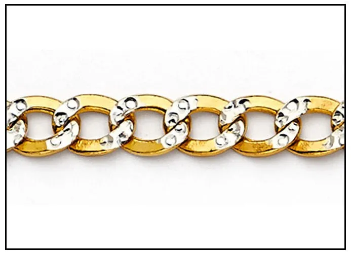 10K Gold Curb White Pave Chain 4.4 mm