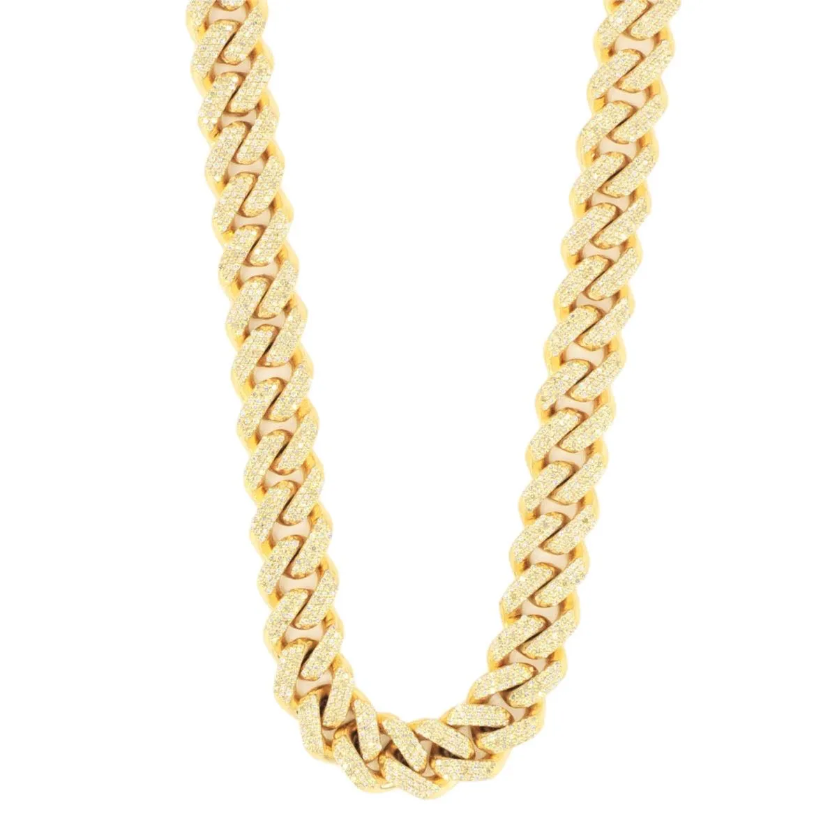 10k White, Yellow, or Rose Gold 3 Row Diamond 5 cttw Cuban Chain 9.5mm 22inches