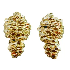 10KT Yellow Gold 26X16MM Stud Nugget Earrings