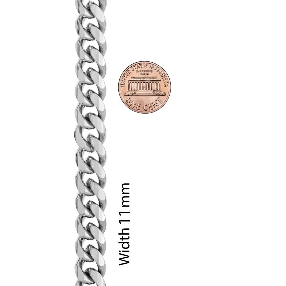 11mm Cuban Link Chain (Rhodium)