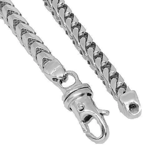 14k White Gold Mens Solid Box Franco Chain 5 mm