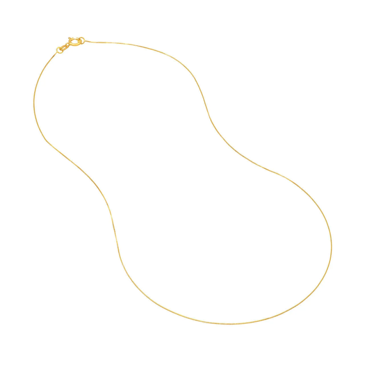 14K Yellow Gold and White Gold 0.42mm Box Chain Necklace with Spring Ring