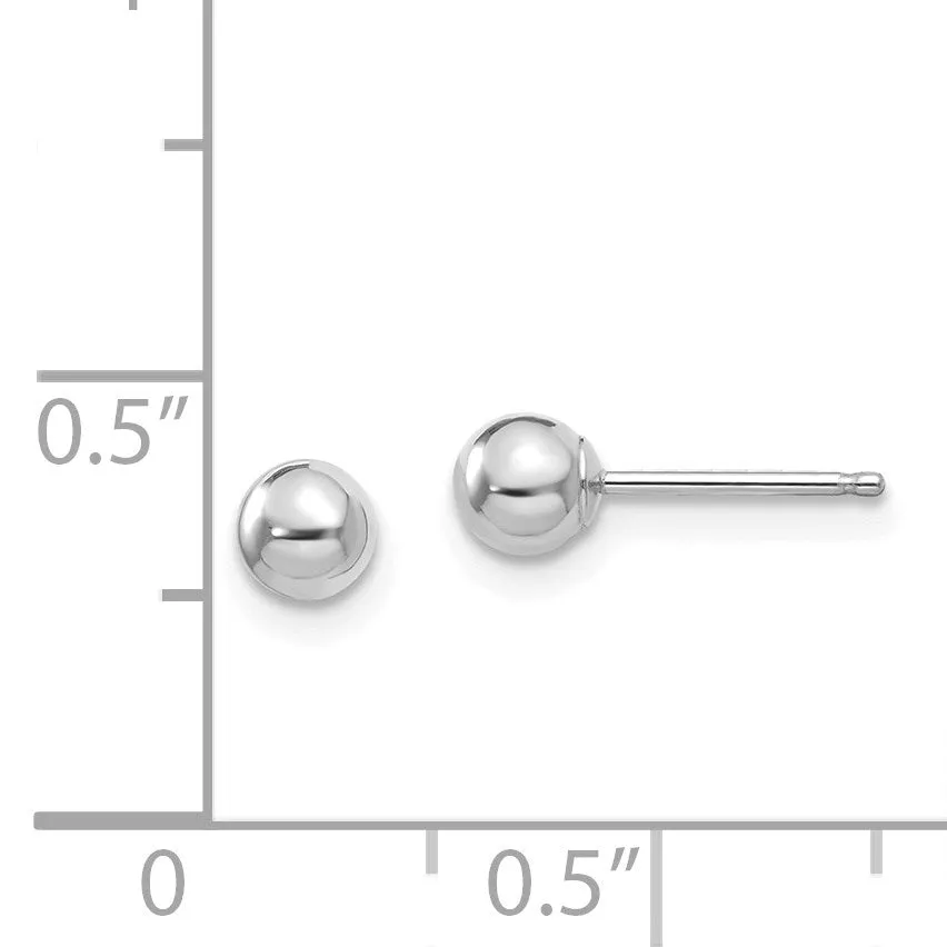 14KT White Gold 4MM Ball Stud Earrings