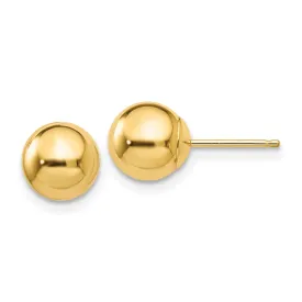 14KT Yellow Gold 7MM Stud Earrings