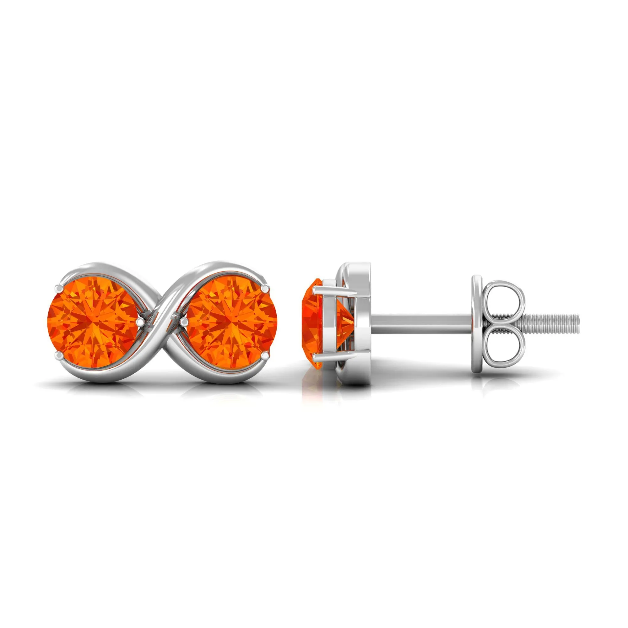 1.50 CT Orange Sapphire Simple Infinity Stud Earrings for Her