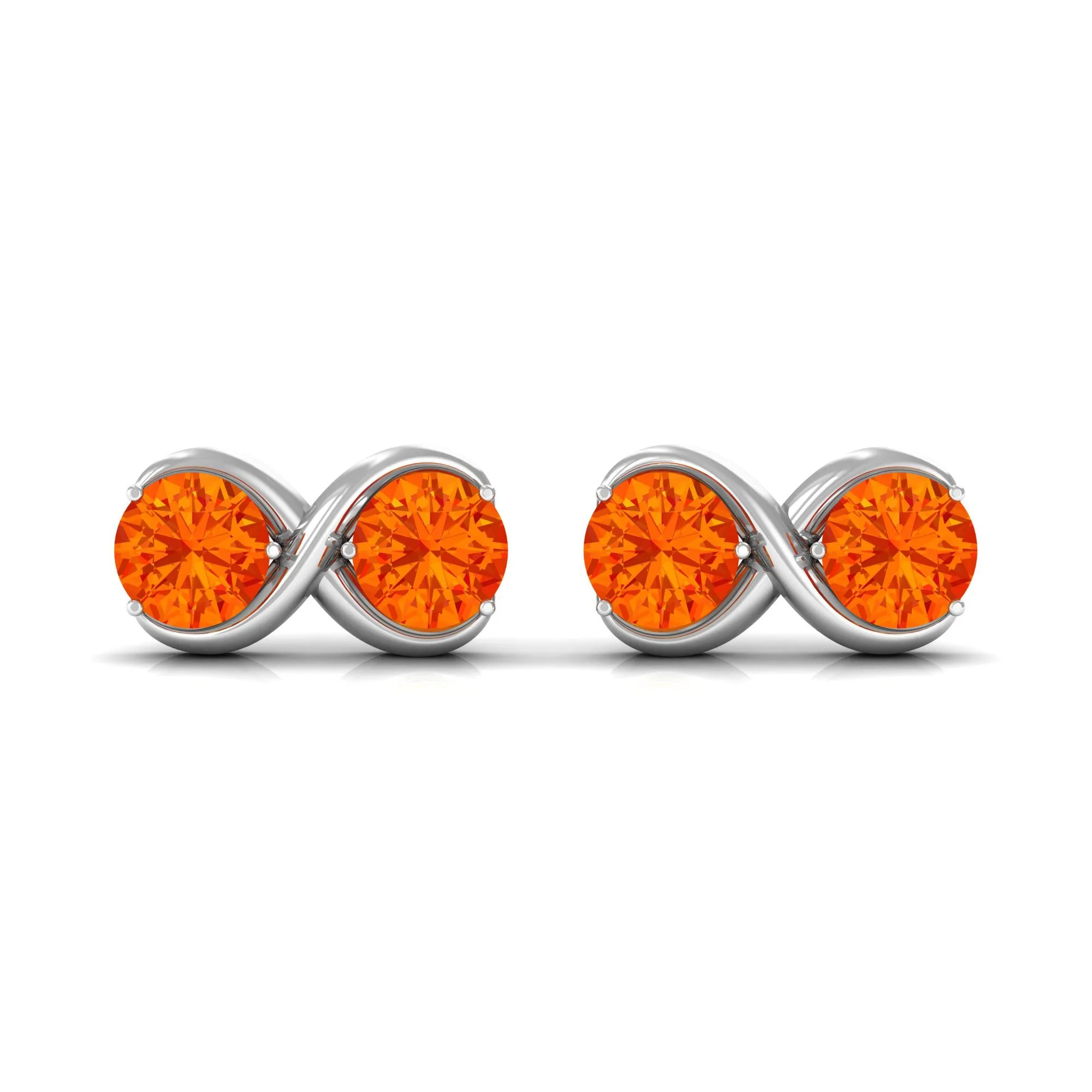 1.50 CT Orange Sapphire Simple Infinity Stud Earrings for Her