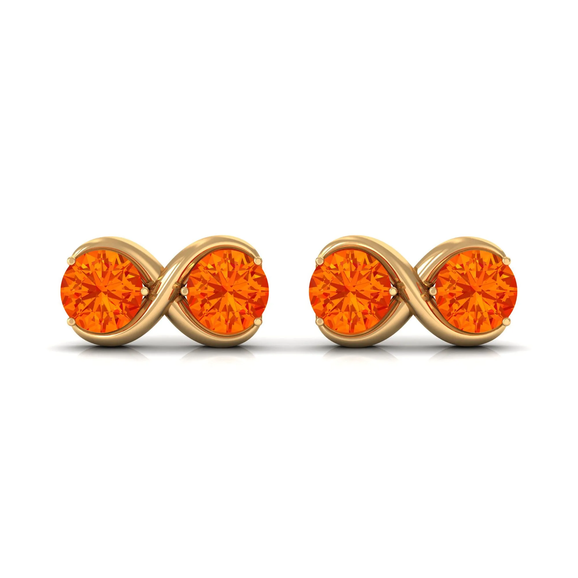 1.50 CT Orange Sapphire Simple Infinity Stud Earrings for Her