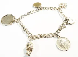 1955 Sterling Silver Charm Bracelet Royalty Themed Queen Victoria George V Queen Elizabeth II