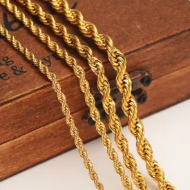 24k Gold color  Filled Necklace Chain for Men and Women Necklace Bracelet  Gold rope Chain Necklace High Quality - AliExpress 36