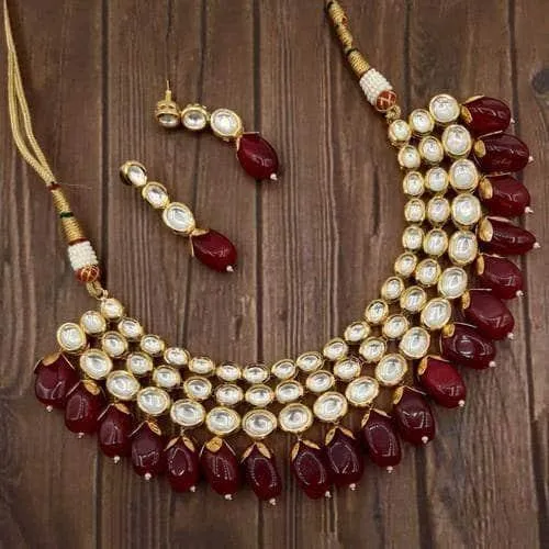 3 Line Ascending Kundan Necklace Set