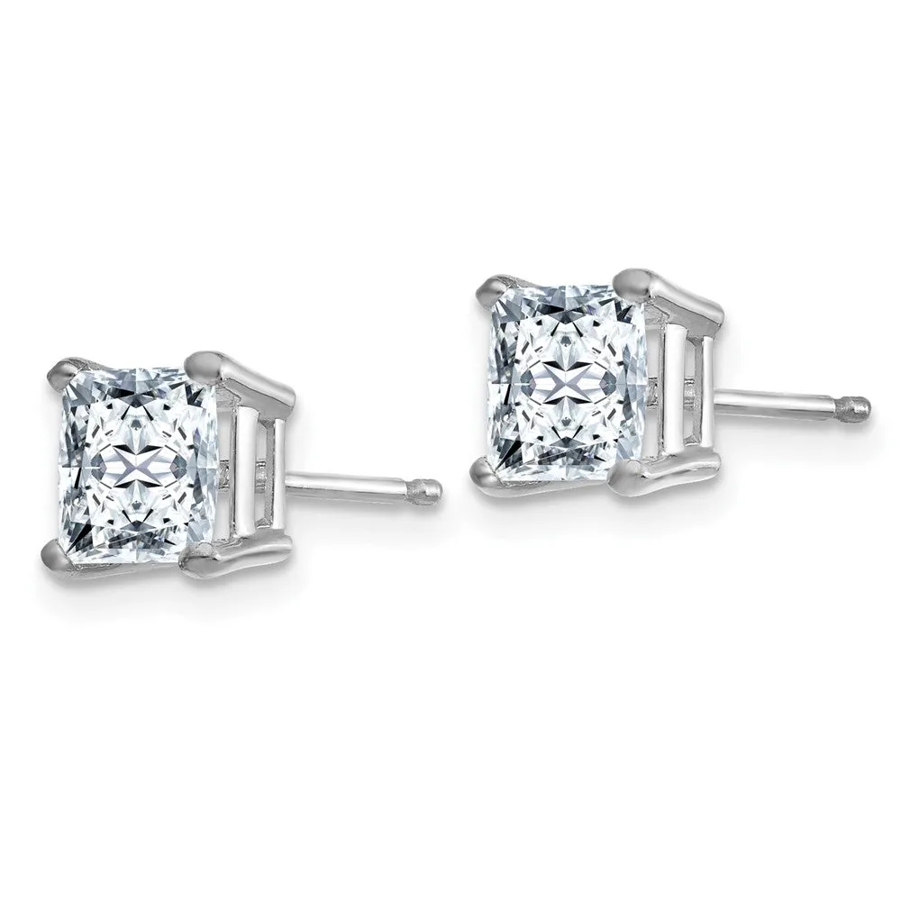 5MM Princess Cut Moissanite Stud Earrings in 14KT White Gold