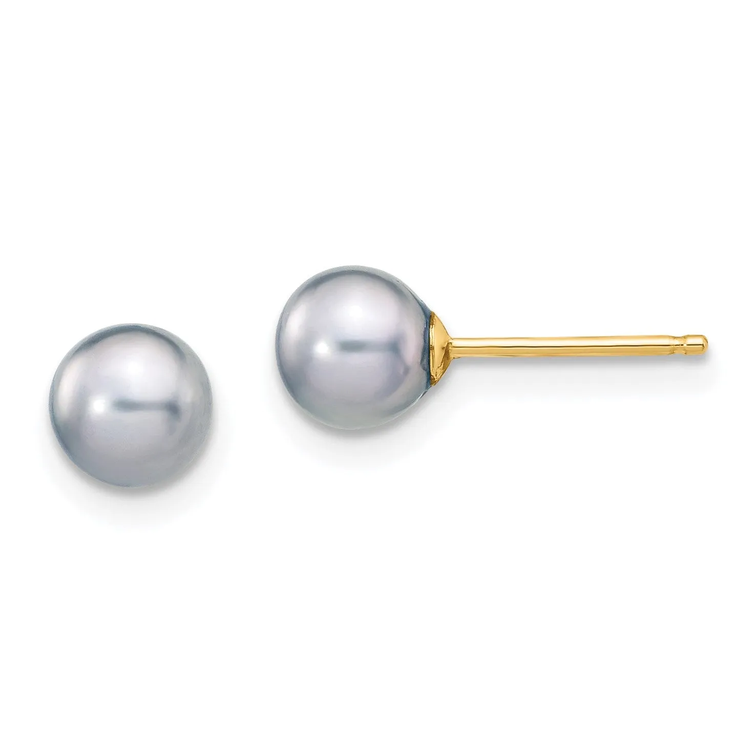 5MM Round Pearl 5MM Stud Earrings in 14KT Yellow Gold