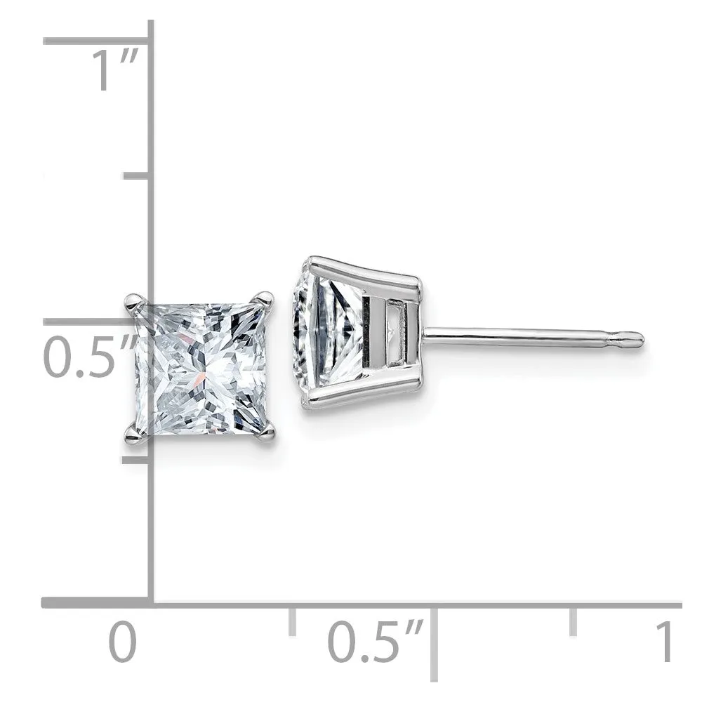 6MM Princess Cut Moissanite Stud Earrings in 14KT White Gold