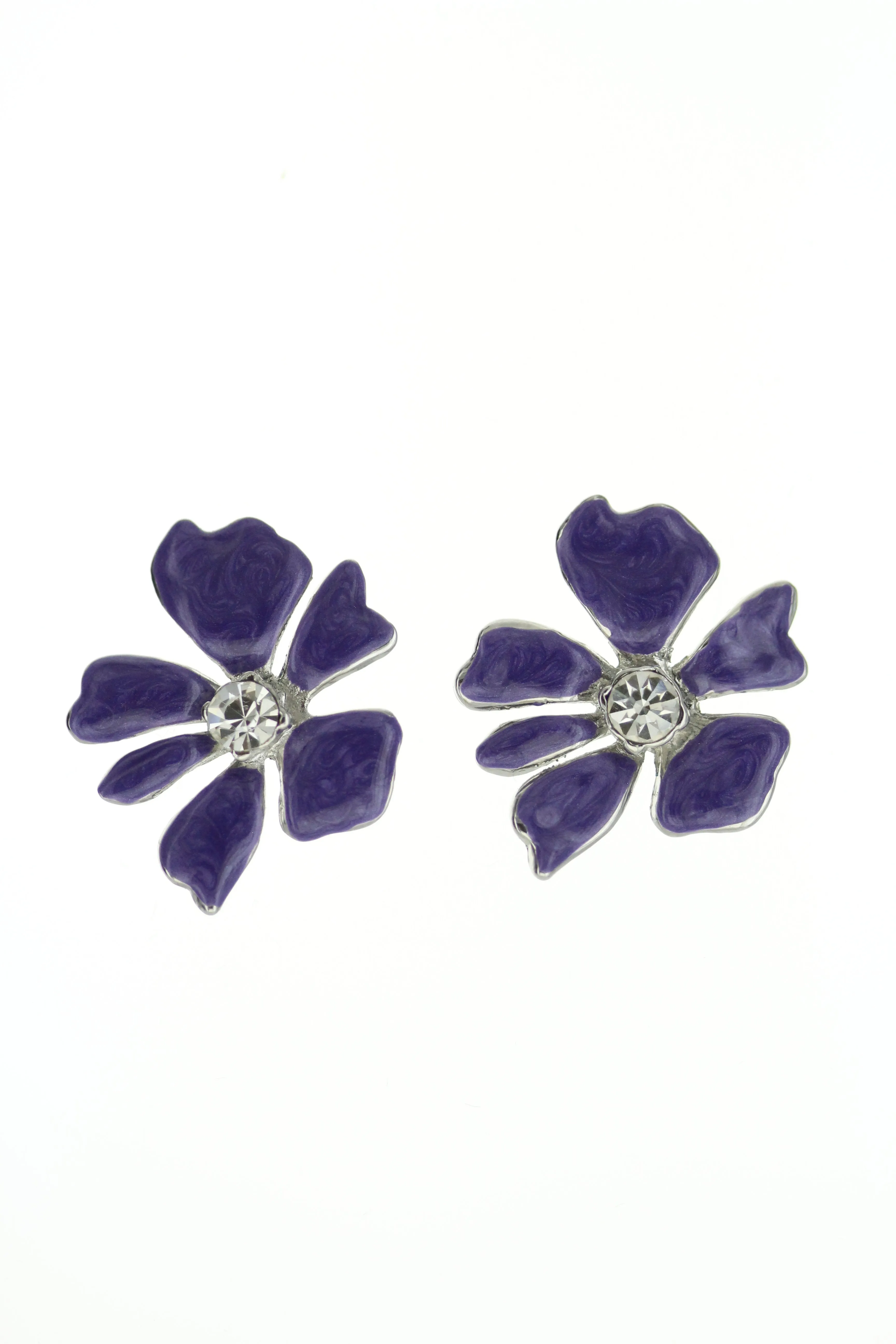 7207E S-PUR Wholesale Women's Purple Stud Flower Earrings