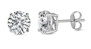 925 Sterling Silver CZ Stud Earrings - 6mm AAAA 