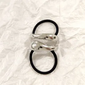 Abstract Metal Tug Silver Hair Ties JLTS0517