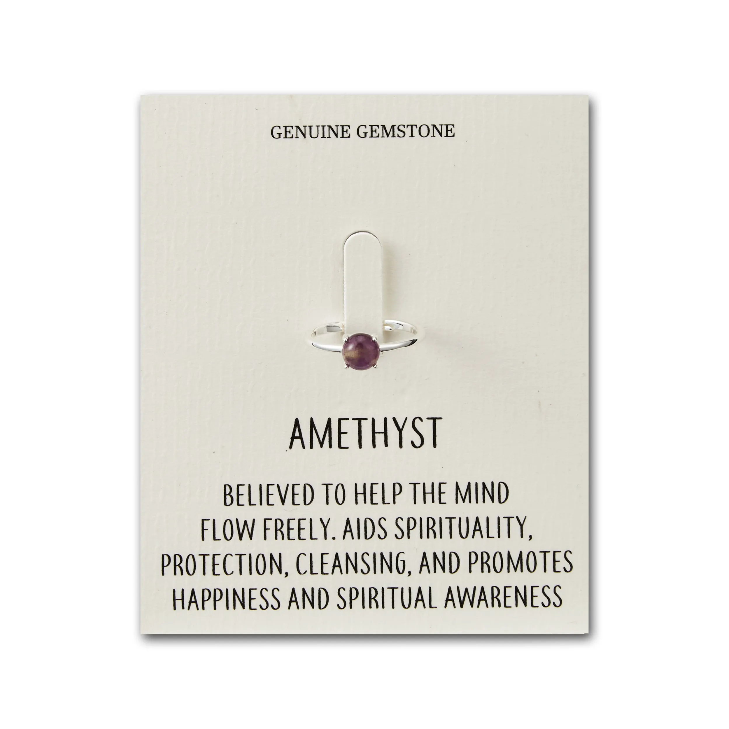 Amethyst Adjustable Ring with Quote Card