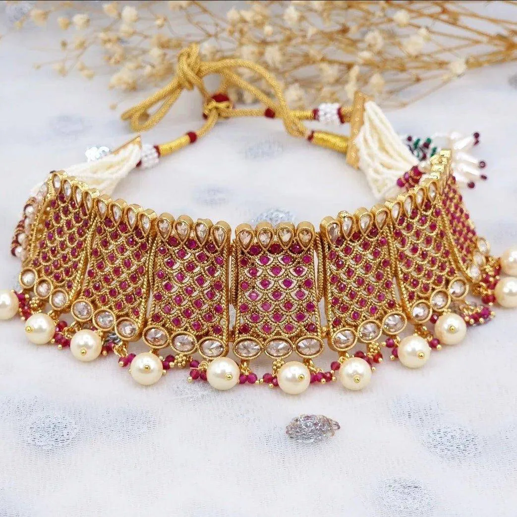 Antique Gold Polki Choker Set