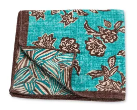 Aqua Bouquet/Leaves Pocket Square - 5523