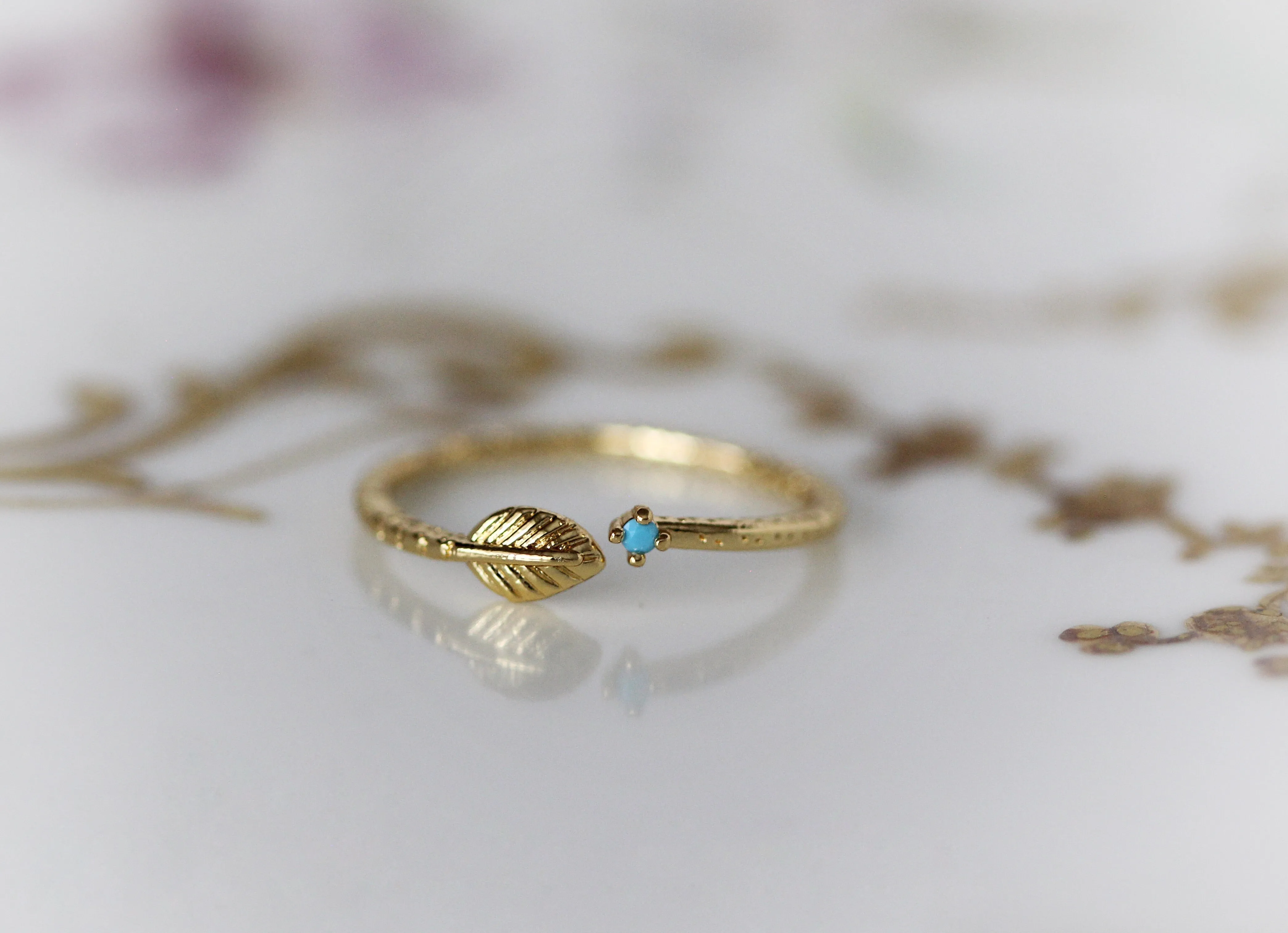 Asteria Turquoise Leaf Ring