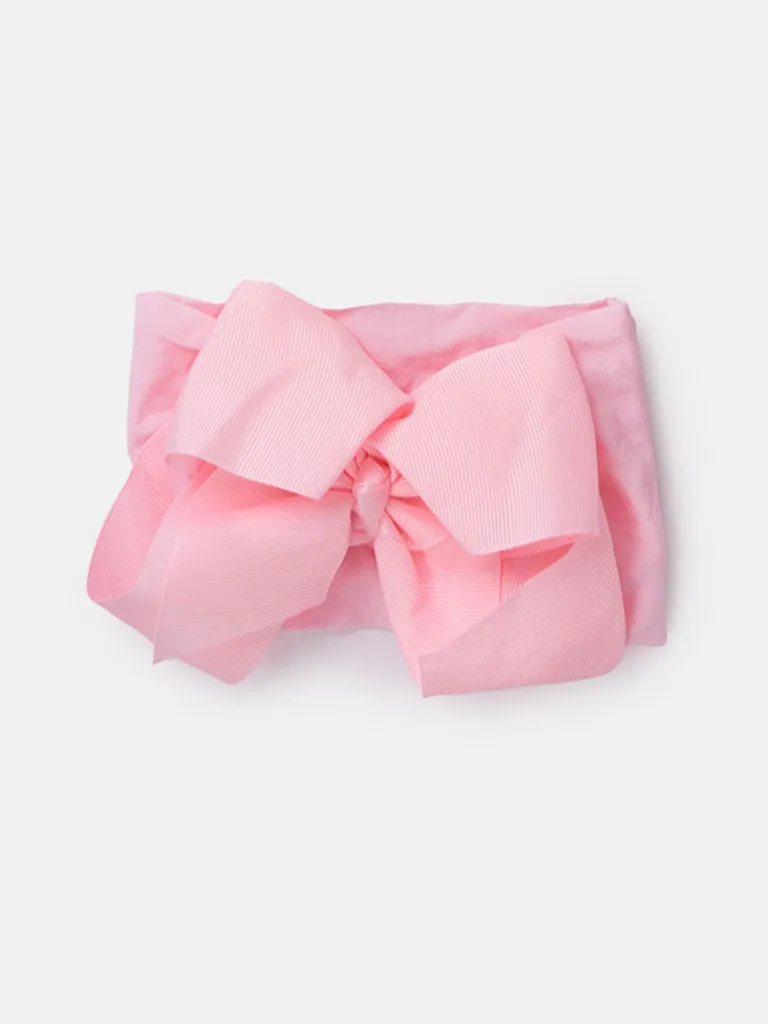 Baby Girl Big Satin Bow Hairband - Pink Tones