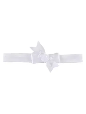 Baby Girls White Satin White Ribbon Flower Sarah Faye Headband