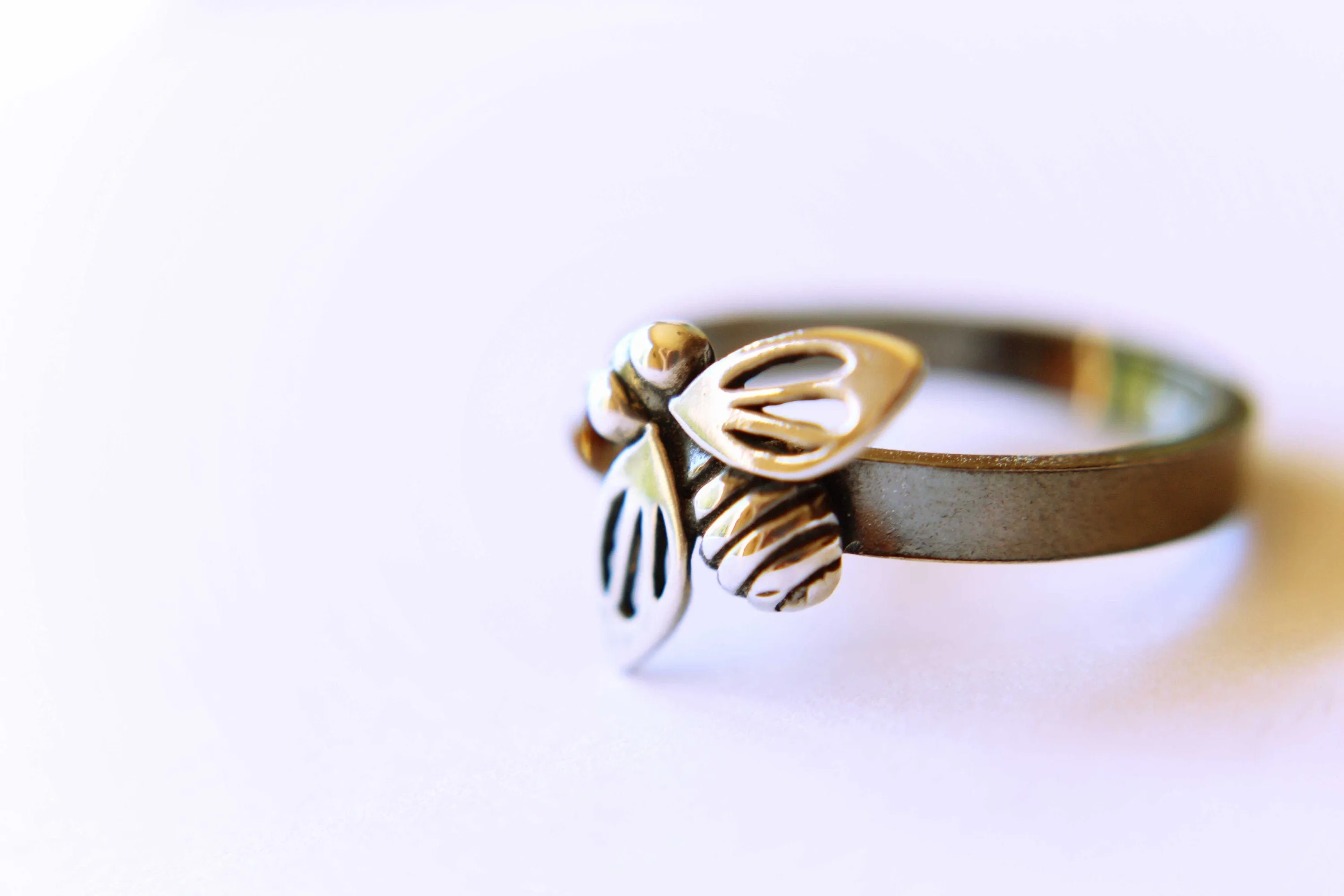 Bee Ring, Citrine Ring, Bumble Bee Ring, Honey Bee Rings, Gift, Gemstone Bee Ring, Silver Bee, Stacking Ring, Simple Ring, Minimalist, Gift