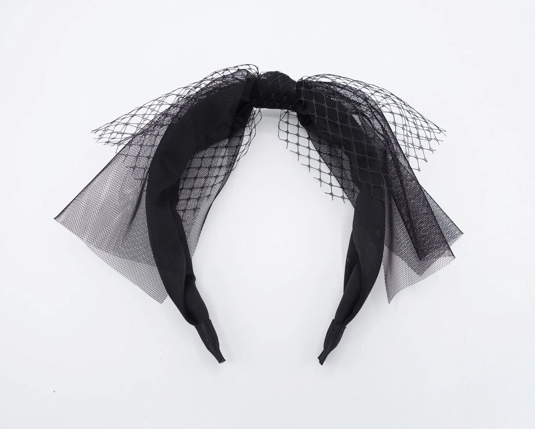 black mesh veil bow knot headband fascinator hairband