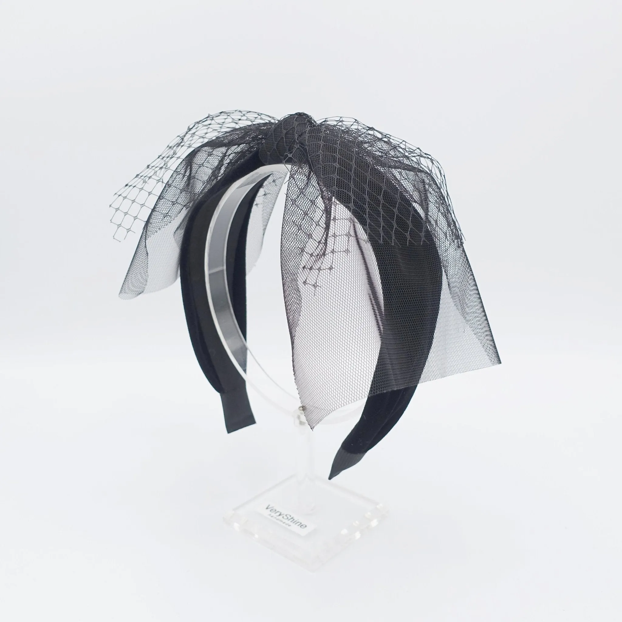 black mesh veil bow knot headband fascinator hairband