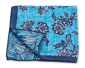 Blue Bouquet/Leaves Pocket Square - 5524