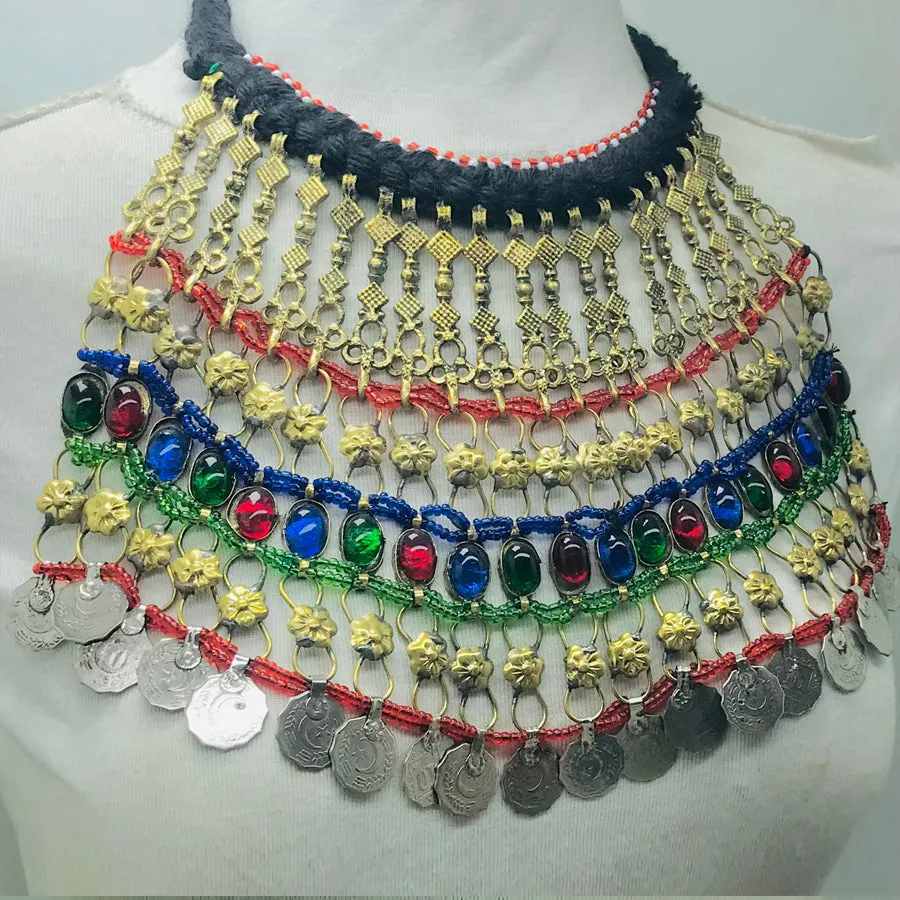 Boho Handmade Choker Necklace With Dangling Coins