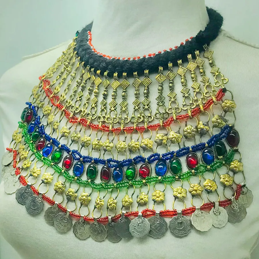 Boho Handmade Choker Necklace With Dangling Coins