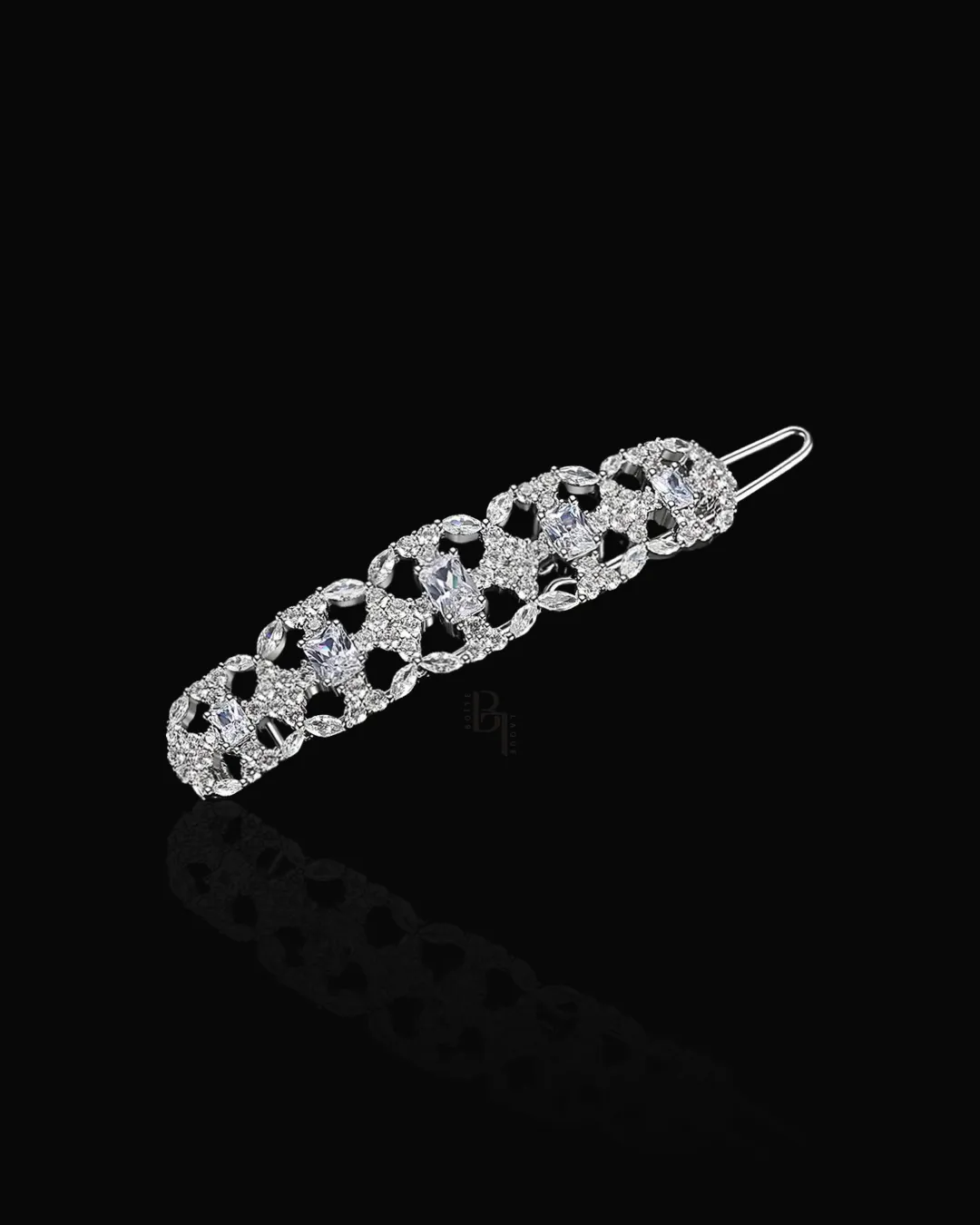 Bridal 14k White Gold Hair Pin with Set of Signature Silver Bobby Pins