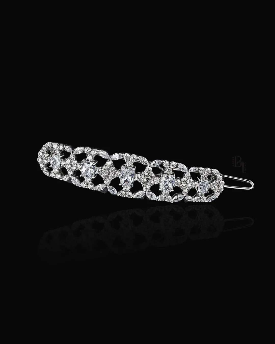 Bridal 14k White Gold Hair Pin with Set of Signature Silver Bobby Pins