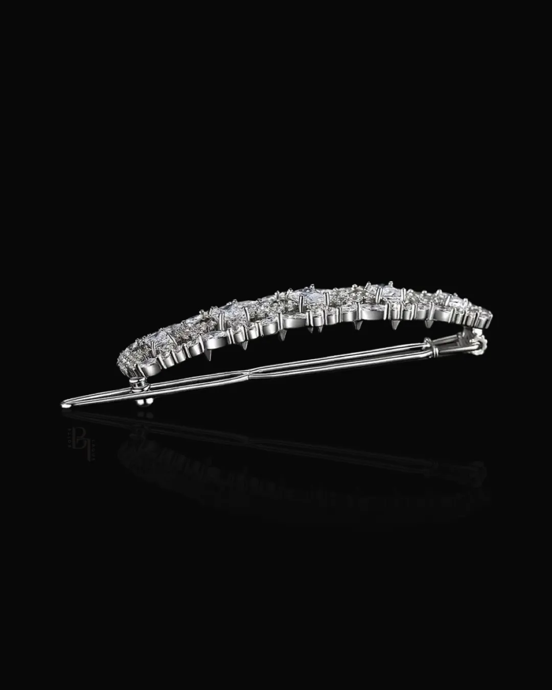 Bridal 14k White Gold Hair Pin with Set of Signature Silver Bobby Pins