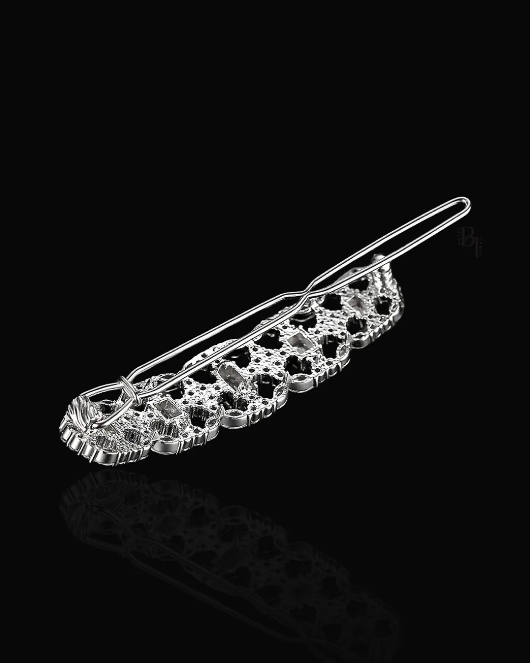 Bridal 14k White Gold Hair Pin with Set of Signature Silver Bobby Pins