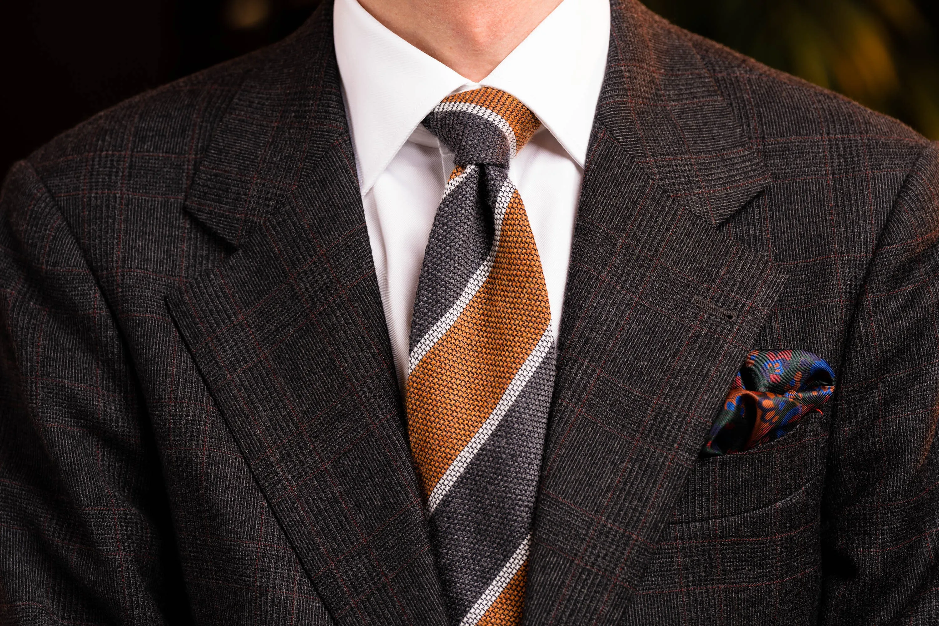 Bronze Orange Paisley Madder Silk Pocket Square