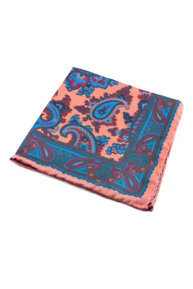 Bronze Orange Paisley Madder Silk Pocket Square