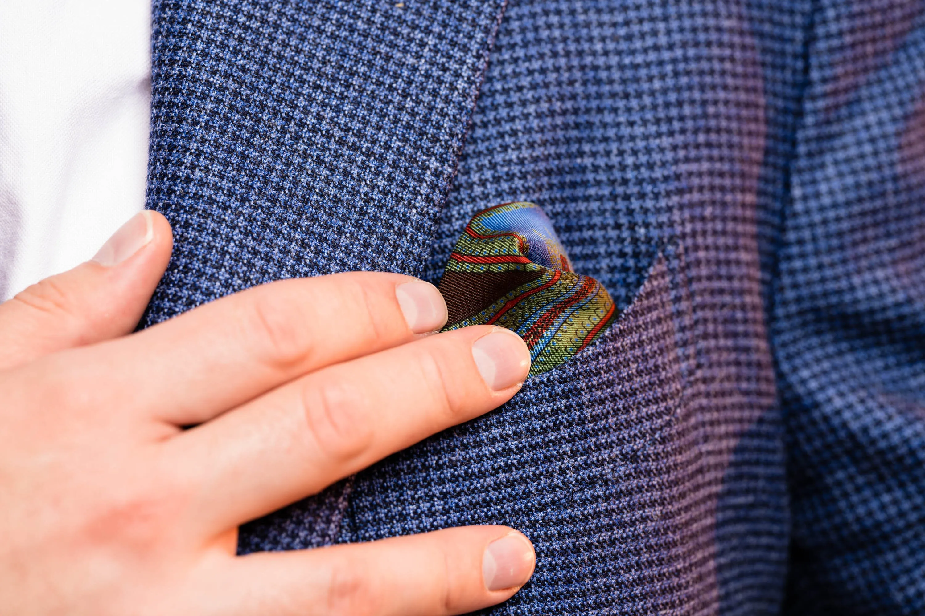 Brown & Green Large Paisley Silk Pocket Square