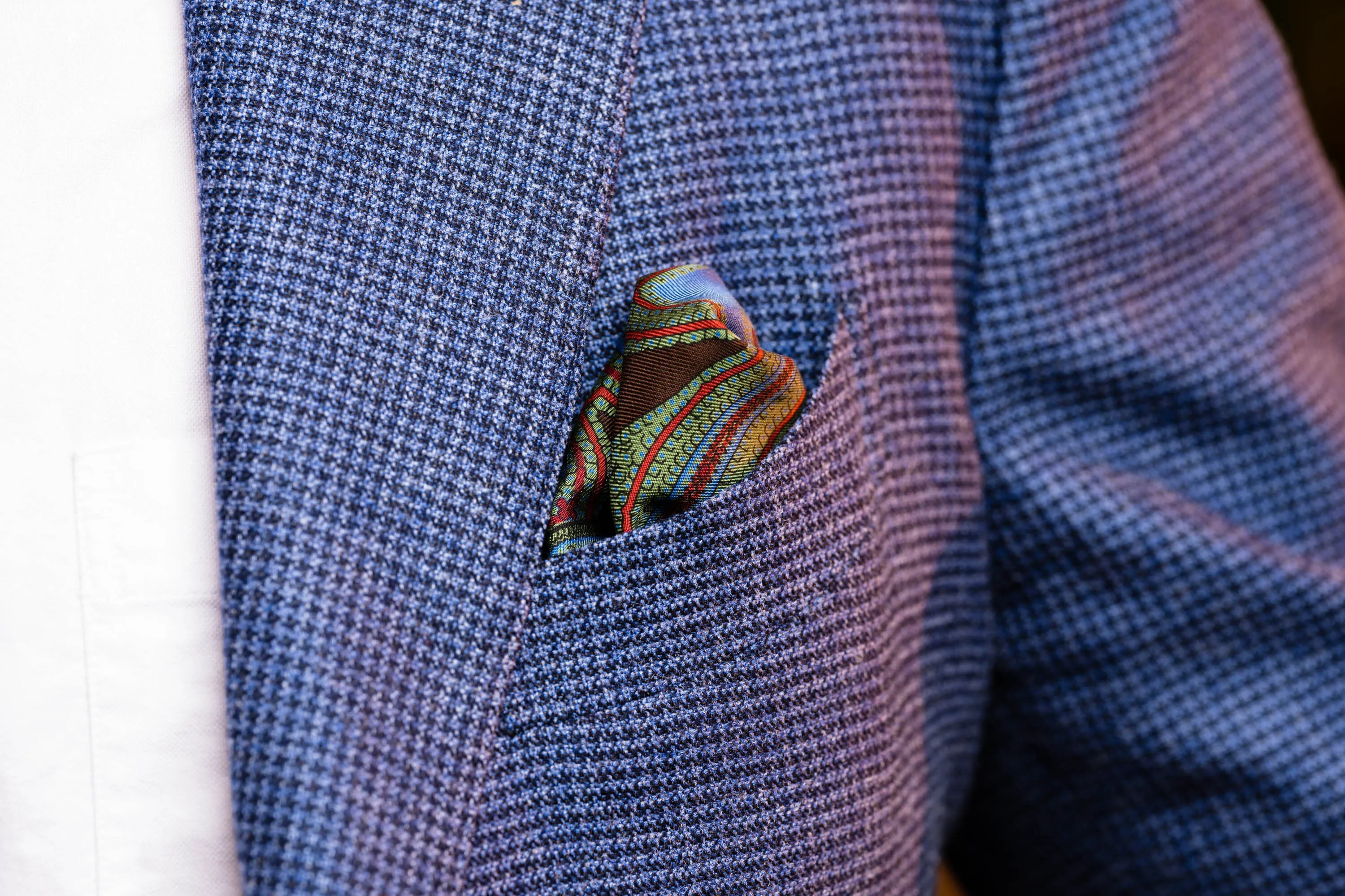 Brown & Green Large Paisley Silk Pocket Square