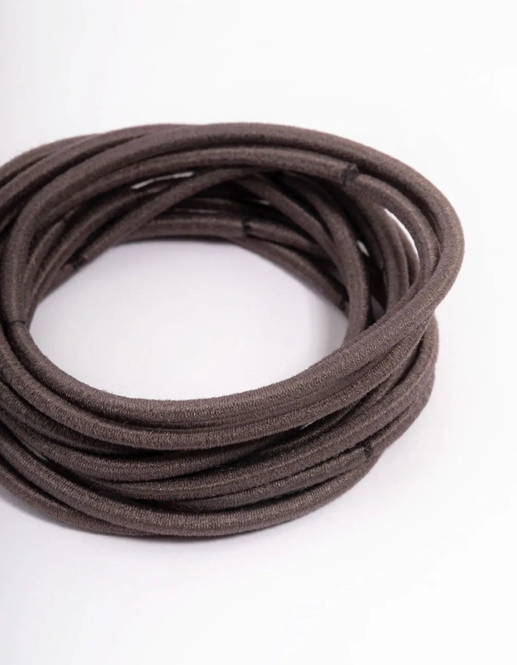 Brown Fabric Basic Thin Hair Ties 12-Pack