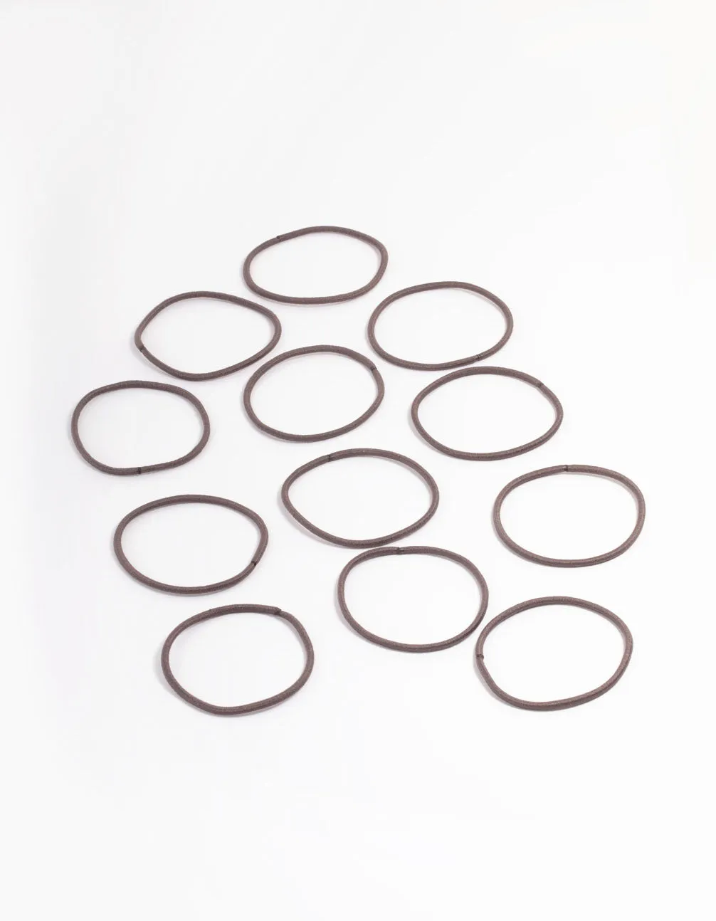 Brown Fabric Basic Thin Hair Ties 12-Pack