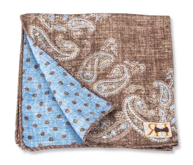 Brown/Blue Paisley/Dot Pocket Square - 5648