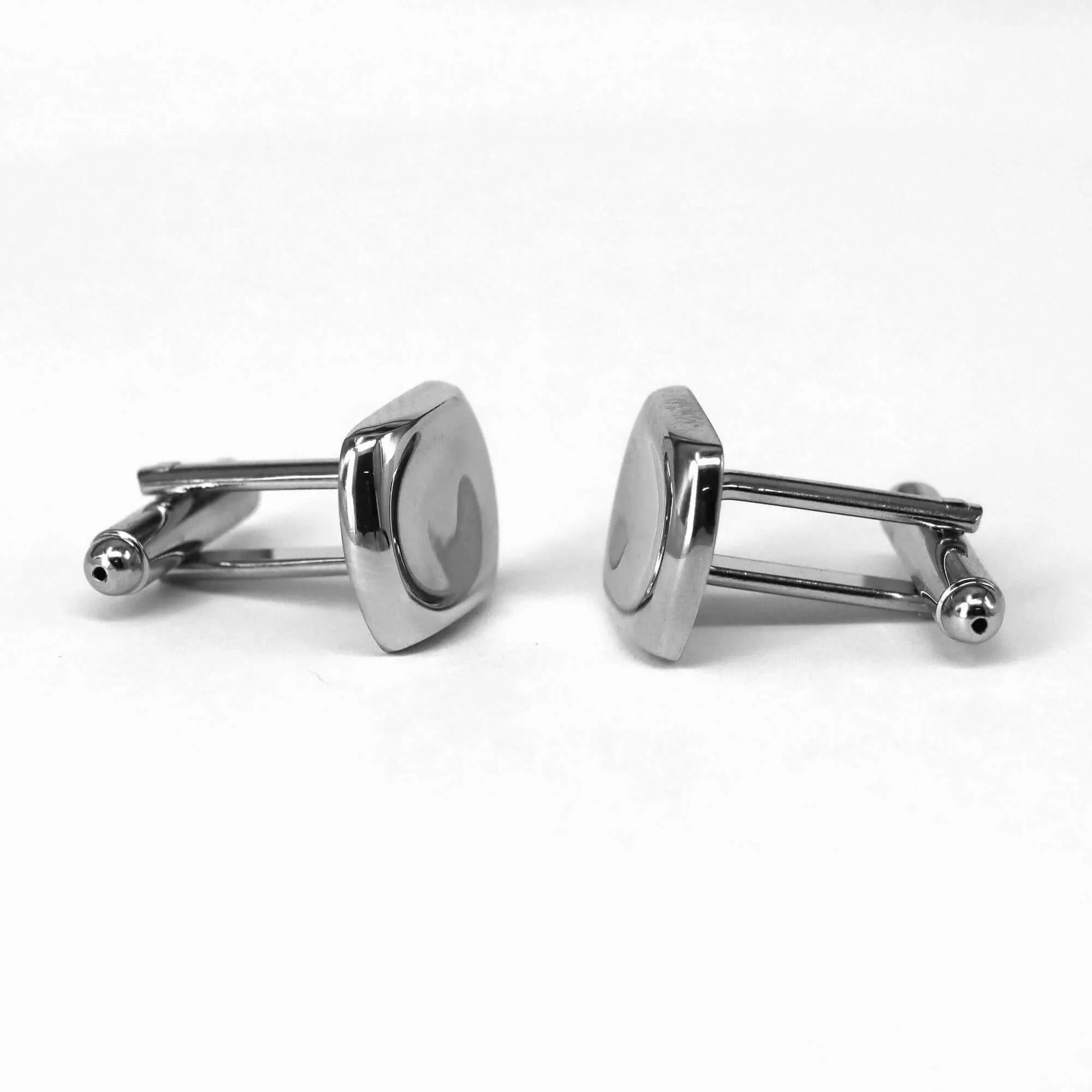 Caved in Square Cufflinks- Silver (Online Exclusive)