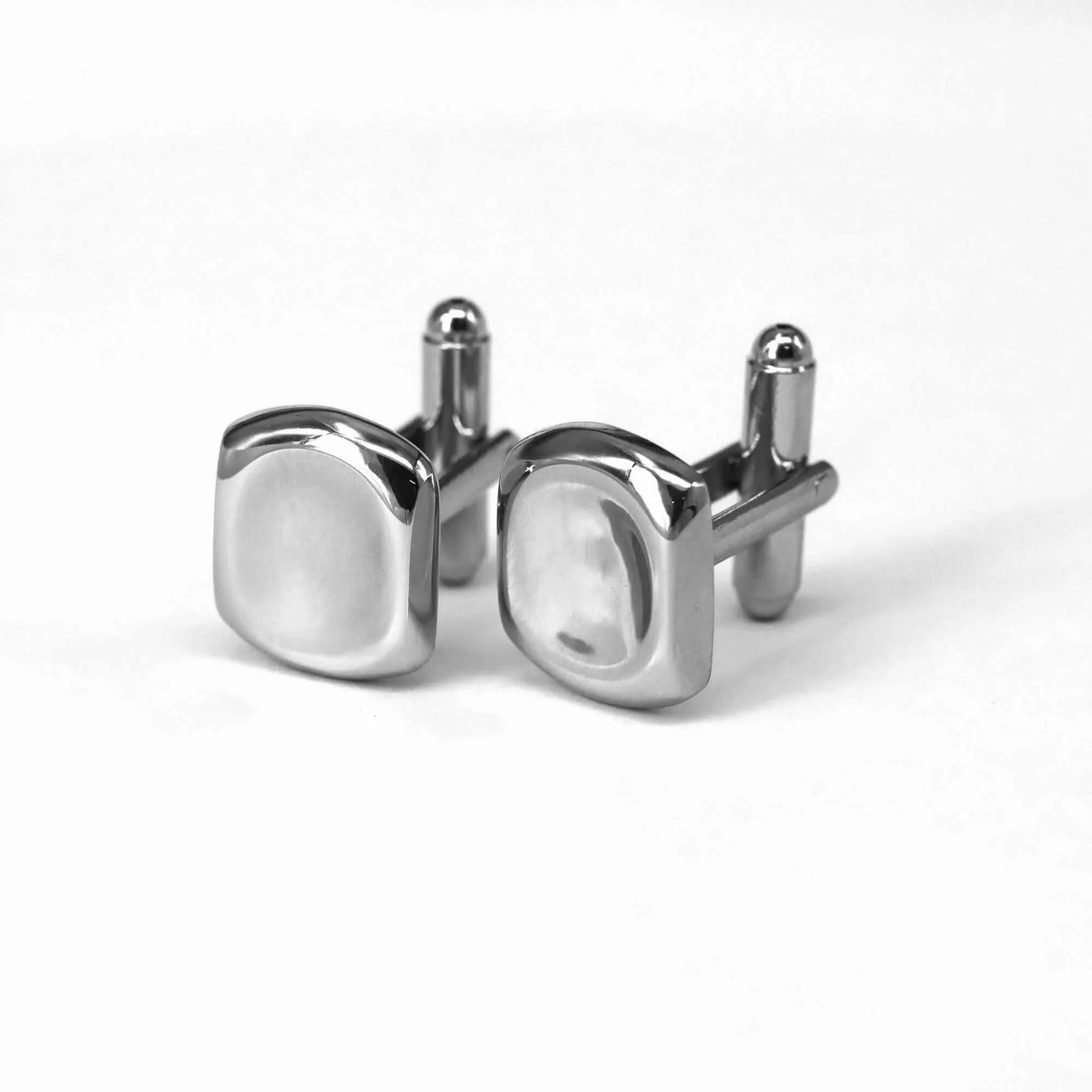 Caved in Square Cufflinks- Silver (Online Exclusive)