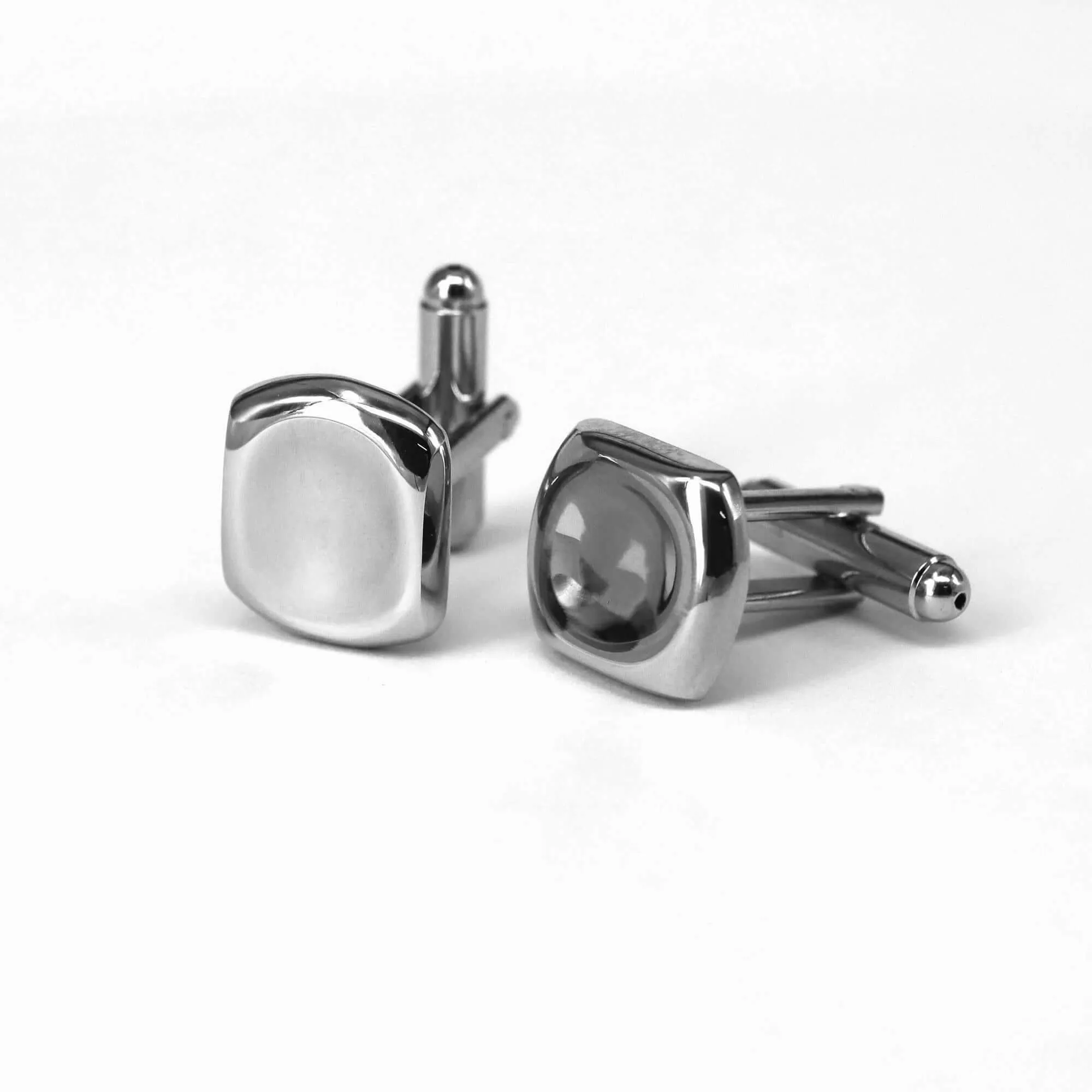 Caved in Square Cufflinks- Silver (Online Exclusive)