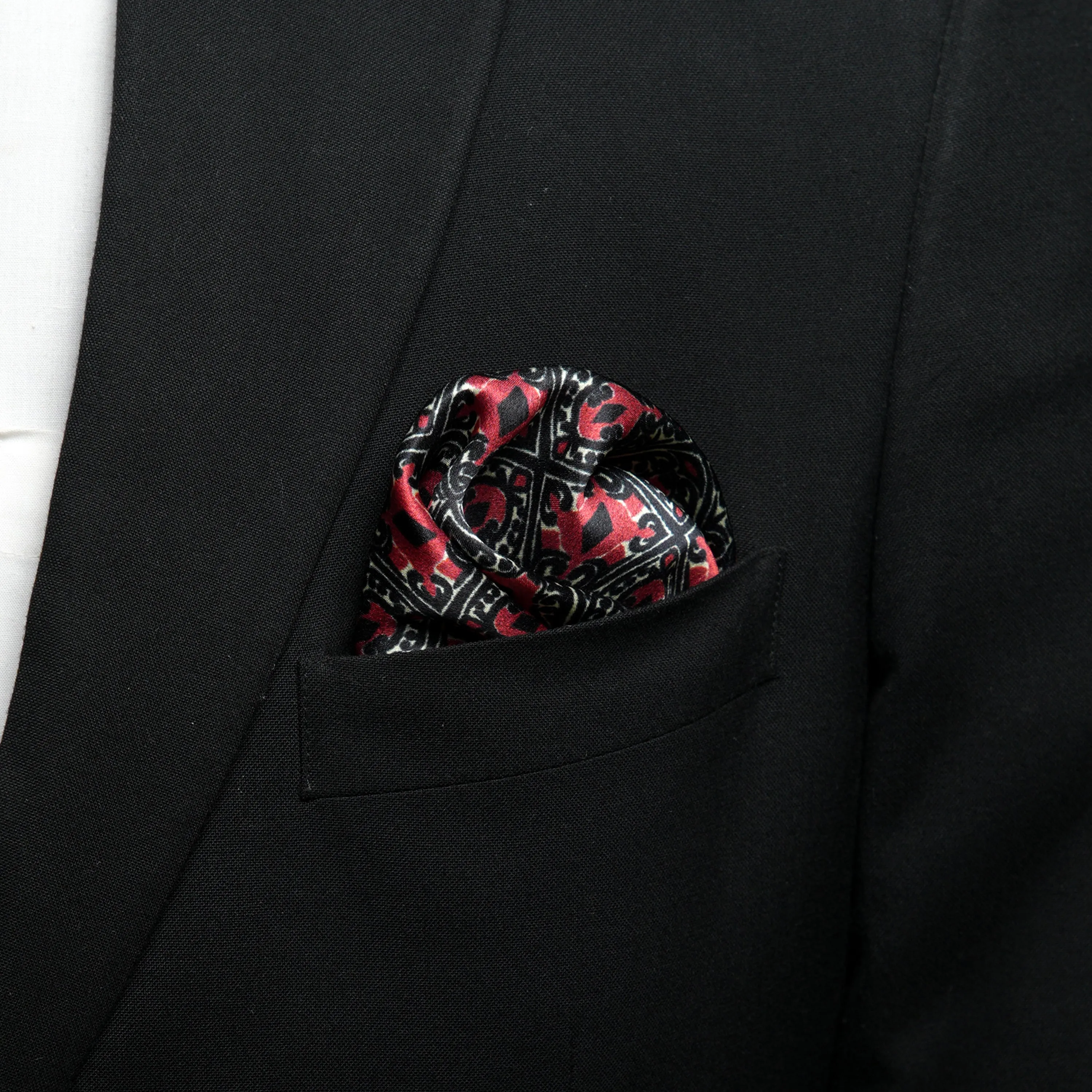 Chokore Black & Red Silk Pocket Square - Indian at Heart Range