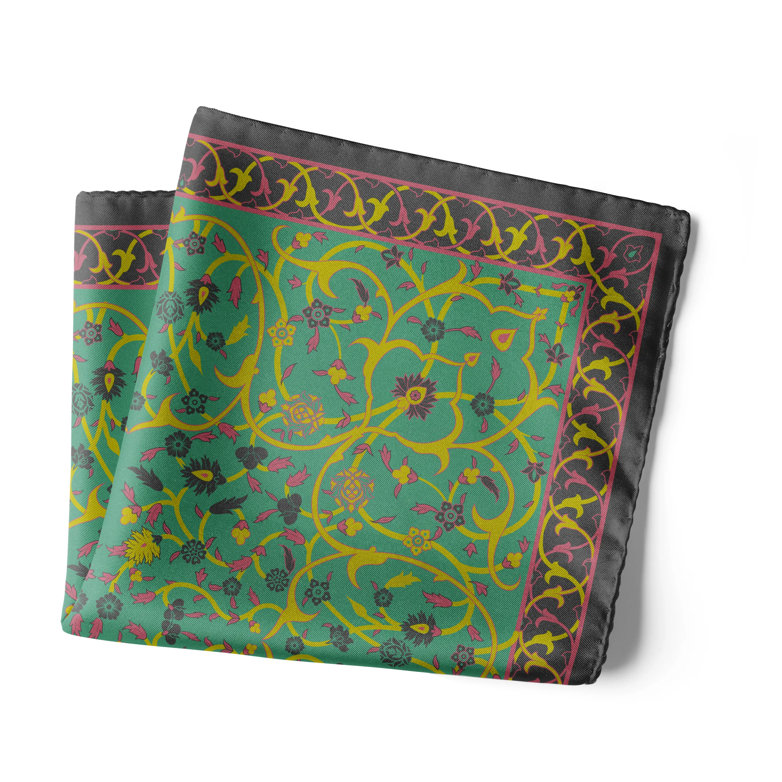 Chokore Sea Green Madhubani Silk Pocket Square - Indian at Heart Range