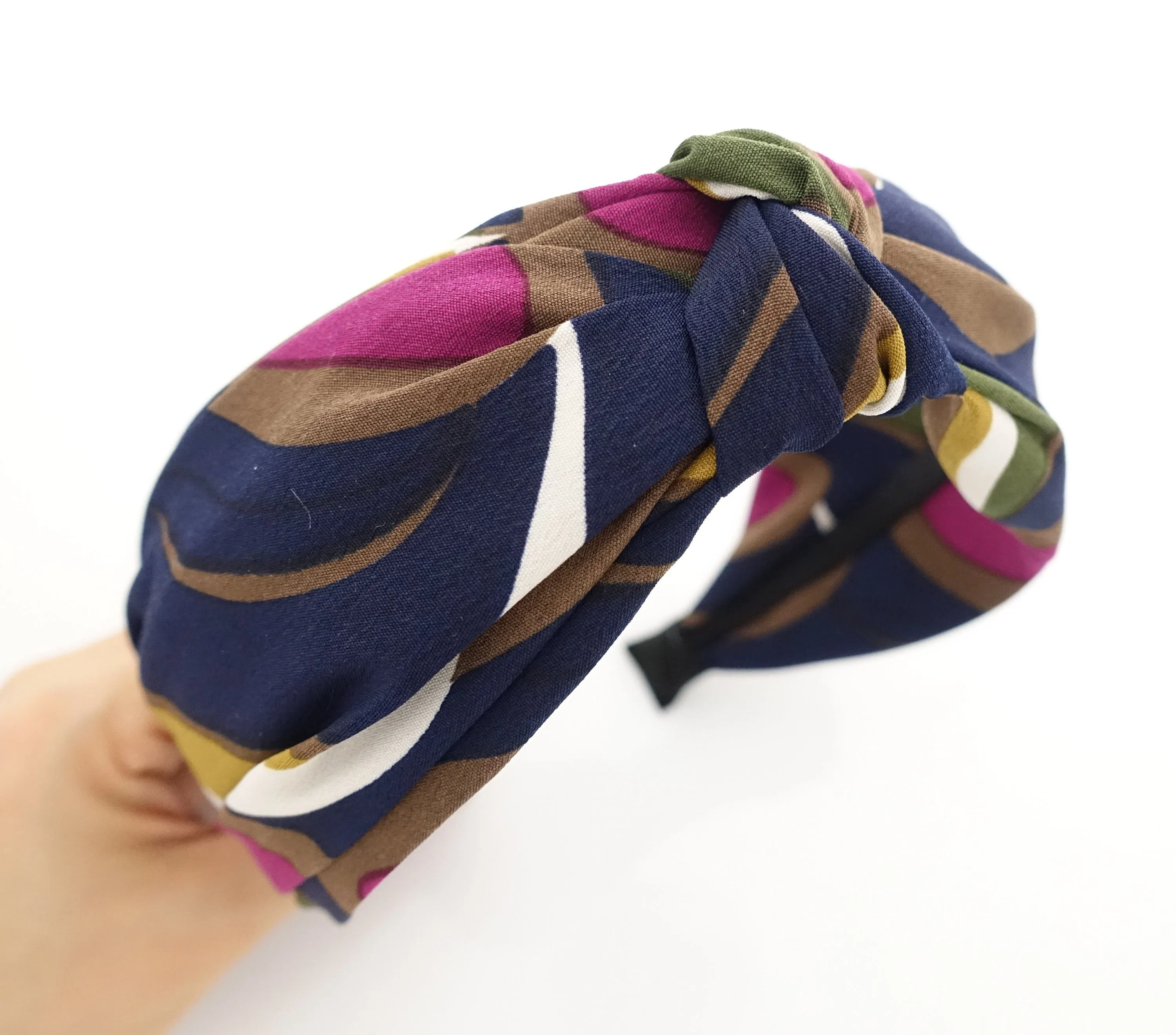 circular print headband front knot pretty geometric fashion hairband woman hair accessory